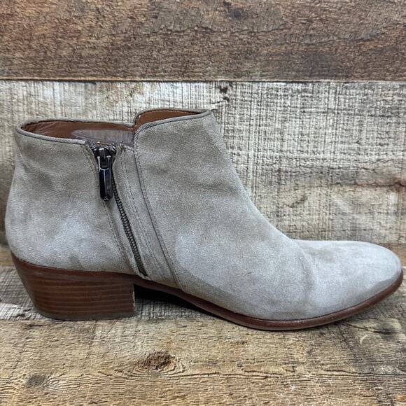Sam Edelman Petty Suede Booties Side Zip Ankle Boots Beige Tan Size 10 - Picture 3 of 11